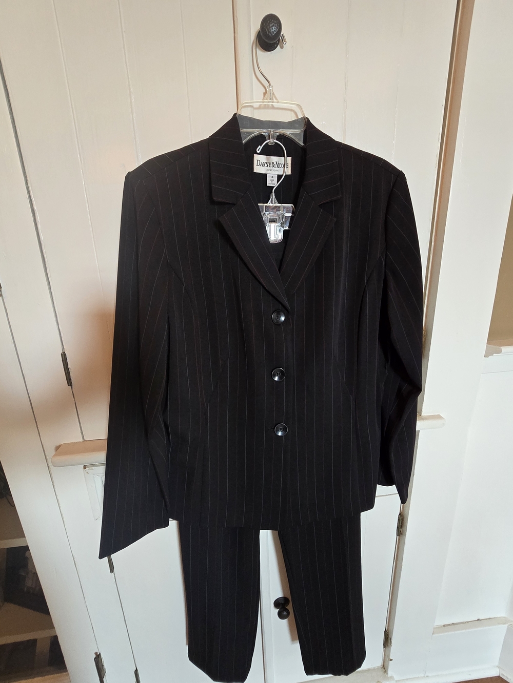 Danny & Nicole Women's Black Pinstripe Blazer